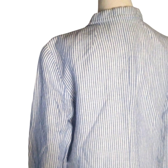 Talbots Blue White Breton Stripe Linen Cotton Blend Single Button Blazer Size 12 - Picture 6 of 8